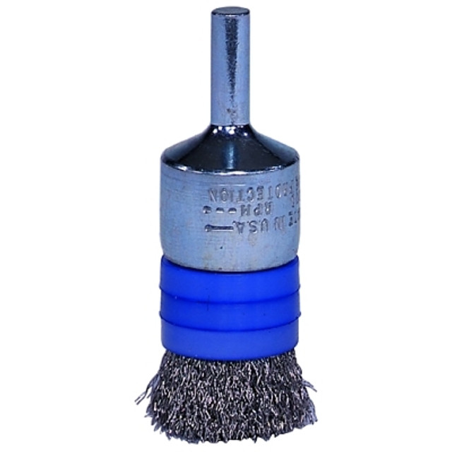 Weiler® Banded Crimped Wire End Brush, Stainless Steel, 1/2 in dia x 0.006 in Wire, 20000 RPM Weiler® Banded Crimped Wire End Brush, Stainless Steel, 1/2 in dia x 0.006 in Wire, 20000 RPM