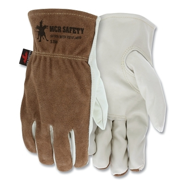MCR Safety Cowhide Palm/Split Leather Back Drivers Gloves, 3204, X-Large, Select  Cow Grain Palm, Beige/Brown MCR Safety Cowhide Palm/Split Leather Back Drivers Gloves, 3204, X-Large, Select  Cow Grain Palm, Beige/Brown