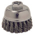 Weiler® 13025 Single Row Heavy-Duty Knot Wire Cup Brush, 2-3/4 dia, 0.014 Steel wire, Display Pack