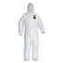 Ansell KleenGuard™ A30 Coveralls, Zipper Front, Elastic Back, Wrist and Ankles, Hood, White, Large