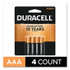 Duracell® CopperTop Alkaline Battery, AAA, 1.5V, 4/PK