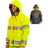 Louisiana Professional Wear 910SHJBYLG Rain Jacket: Size L, Black & Fluorescent Yellow, Polyurethane & Nylon