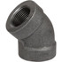 USA Industrials ZUSA-PF-20584 Black Pipe Fittings; Fitting Type: Elbow ; Fitting Size: 1/2" ; End Connections: NPT ; Material: Iron ; Classification: 300 ; Fitting Shape: 450 Elbow