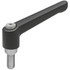 J.W. Winco 5T16A07K Threaded Stud Adjustable Clamping Handle: 5/16-18 Thread, 0.69" Hub Dia, Die Cast Zinc, Black