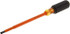 Klein Tools 605-7-INS Slotted Screwdriver: 1/4" Width, 11-5/16" OAL, 7" Blade Length
