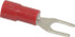 Thomas & Betts TV18-8F-XV Standard Fork Terminal: Red, Vinyl, Partially Insulated, #8 Stud, Crimp