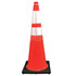 Plasticade 536-10-3 Traffic Cone with Base: Polyvinylchloride, 36" OAH, Fluorescent Orange