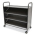 GRATNELLS USA, LLC SSET0244 Gratnells Callero Plus Tilted Shelf Trolley, Metal, 3 Tilted Shelves, 1 Flat Shelf, 40.6" x 17.3" x 41.5", Silver