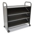 GRATNELLS USA, LLC SSET0244 Gratnells Callero Plus Tilted Shelf Trolley, Metal, 3 Tilted Shelves, 1 Flat Shelf, 40.6" x 17.3" x 41.5", Silver