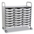 GRATNELLS USA, LLC SSET034419 Callero Plus Treble Column Trolley Set 03, Metal, 1 Shelf, 24 F1 Shallow Bins, 40.6" x 17.3" x 41.5", Silver/Light Gray