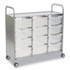 GRATNELLS USA, LLC SSET074420 Callero Plus Treble Column Trolley Set 13, Metal, 1 Shelf, 12 F2 Deep Bins, 40.6" x 17.3" x 41.5", Silver/Translucent Frost