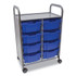 GRATNELLS USA, LLC SSET134406 Callero Plus Double Column Trolley Set 13, Metal, 1 Shelf, 8 F2 Deep Bins, 27.4" x 17.3" x 41.5", Silver/Royal Blue