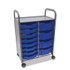 GRATNELLS USA, LLC SSET184406 Callero Plus Double Column Trolley Set 18, Metal, 1 Shelf, 8 F1 Bins, 4 F2 Bins, 27.4" x 17.3" x 41.5", Silver/Royal Blue