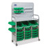 GRATNELLS USA, LLC MST014410 Callero MakerSpace Trolley Set 01, Metal, 1 Shelf, 12 F1 Bins, 3 F2 Bins, 42.9" x 17.3" x 61.8", Silver/Grass Green