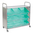 GRATNELLS USA, LLC SASET014429 Callero Tilted Tray Trolley Set 01, Antimicrobial, Metal, 9 F2 Deep Bins, 40.6" x 17.3" x 41.5", Silver/Translucent Kiwi