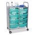 GRATNELLS USA, LLC SASET134429 Callero Plus Shield Double Trolley Set 13, Antimicrobial, Metal, 8 F2 Deep Bins, 27.4" x 17.3" x 41.5", Silver/Trans Kiwi