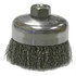 Weiler 14126 Cup Brush: 4" Dia, 0.02" Wire Dia, Stainless Steel, Crimped