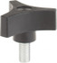 Gibraltar G10-3035BG 1-1/2" Head Diam, 1-1/4" High, 3/4" Long Thread, Glossy Coated Phenolic 3 Arm Knob