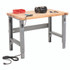 GLOBAL INDUSTRIAL 183149 Standard Duty Butcher Block Top Adjustable Height Workbench, 48 x 30 x 30.88 to 36.88, Gray