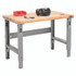 GLOBAL INDUSTRIAL 183149 Standard Duty Butcher Block Top Adjustable Height Workbench, 48 x 30 x 30.88 to 36.88, Gray