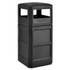 GLOBAL INDUSTRIAL 641414BK Square Plastic Waste Receptacle, Dome Lid with Open Sides, 42 gal, Black