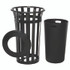 GLOBAL INDUSTRIAL 237725BK Outdoor Slatted Steel Trash Can, 24 gal, Black