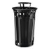 GLOBAL INDUSTRIAL 261941BK Outdoor Slatted Steel Trash Can, With Access Door and Rain Bonnet Lid, 36 gal, Black