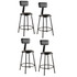 NATIONAL PUBLIC SEATING CORP 6424B-10/4 National Public Seating Vinyl Padded Stools With Backrests, 24inH, Black, Set of 4