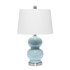 ALL THE RAGES INC LHT-4003-LT Lalia Home Dual Orb With Fabric Shade Table Lamp, 21-1/4inH, White Shade/Light Blue Base