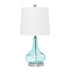 ALL THE RAGES INC Lalia Home LHT-4006-CB  Rippled Glass With Fabric Shade Table Lamp, 23-1/4in, White Shade/Clear Blue Base