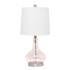ALL THE RAGES INC Lalia Home LHT-4006-RQ  Rippled Glass With Fabric Shade Table Lamp, 23-1/4in, White Shade/Rose Quartz Base