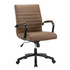 Furnish your workstation with this Realspace Modern Comfort Winsley mid-back bonded leather chair. The metal frame offers sturdy support, while the lumbar support promotes an upright posture and strain relief. Pneumatic seat-height adjustment and tilt lock let you effortlessly customize your seating position. This Realspace Modern Comfort Winsley mid-back chair features rolling casters for seamless maneuvering and bonded leather upholstery for easy cleanup.  Lumbar supports your lower back to improve posture.  Pneumatic seat-height adjustment lets you customize your seat.  Realspace Modern Comfort Series Winsley Managers Chair is finished in brown with a black frame.  Backed by the manufacturers 5-year limited warranty.  ANSI/BIFMA Compliant - This product has been tested and verified for compliance with rigorous performance requirements and safety standards related to specific furniture products.