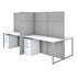 BUSH INDUSTRIES INC. Bush Business Furniture EODH66SWH-03K  Easy Office 60inW 4-Person Cubicle Desk With File Cabinets And 66inH Panels, Pure White/Silver Gray, Standard Delivery