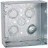 Hubbell-Raco 259 Electrical Device Box: Steel, Square, 4.69" OAH, 4.688" OAW, 2.188" OAD, 2 Gangs