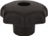 Morton Machine Works 713206 Scalloped Knob: 32 mm Head Dia, 7 Points, Thermoplastic Elastomer, Black