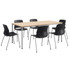KENTUCKIANA FOAM INC KFI Studios 840031922953  Dailey Table Set With 6 Poly Chairs, Natural/Silver Table/Black Chairs