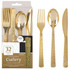 AMSCAN 430941.19  Hammered Cutlery Set, 7in, Gold, Set Of 32 Pieces