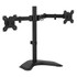 Raise your monitors to an ergonomic position and work more efficiently with this dual monitor stand. Designed for performance, this monitor stand is made from high-strength steel for durability. Freestanding base sits on top of any desktop for quick installation. The arms can be raised or lowered on the pole for easy height adjustment. Tilt and swivel offer multiple monitor angles for comfortable reading, and integrated cable management keeps your cords off your desktop.  DUAL MONITOR STAND DESK MOUNT: Fits two monitors 19 20 21 22 23 24 25 26 27 28 30 32 inches, with a maximum support weight of 17.6 pounds each, using the 75x75mm or 100x100mm VESA square bolt hole pattern found on the back of the monitors. Comes with stable freestanding base for desktops.  FEATURES: Double monitor stand has full motion, height adjustable articulating arms and are made of heavy duty steel, and have integrated cable management clips on each to keep your cables organized.  FULLY ADJUSTABLE: Monitor stands for 2 monitors have arms can tilt +/- 45 degrees, swivel left-right 360 degrees, and raise and/lower, offering a more ergonomic positioning of your computer screens, while saving room on your desktop. Each screen can be placed in portrait or landscape orientation independent of one another.  EASY INSTALLATION: 2 monitor stand comes with all mounting hardware, tools, and instructions necessary for assembly. See instructional video for additional tips on functionality and assembly.  Raise your monitors to an ergonomic position and work more efficiently with this dual monitor stand