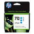 HP INC. HP 3ED77A  712 DesignJet Cyan High-Yield Ink Cartridges, Pack Of 3, 3ED67A