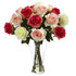 NEARLY NATURAL INC. Nearly Natural 1348-AP  Blooming Roses 18inH Plastic Floral Arrangement With Vase, 18inH x 13inW x 13inD, Multicolor