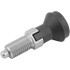 KIPP K0339.03410 M20x1.5, 25mm Thread Length, 10mm Plunger Diam, Hardened Locking Pin Knob Handle Indexing Plunger