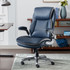 OFFICE DEPOT 52153-NVY Serta Smart Layers Brinkley Ergonomic Bonded Leather High-Back Executive Office Chair, Navy/Silver
