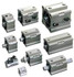 SMC PNEUMATICS NCDQ2B100-25DZ Double Acting Rodless Air Cylinder: 4" Bore, 1" Stroke, 145 psi Max, 3/8 NPT Port, Double Clevis Mount