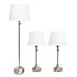 ALL THE RAGES INC Lalia Home LHS-1005-BN  Manhattan Extendable Metal Lamp Set, White/Brushed Nickel, Set Of 3 Lamps