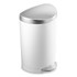 SIMPLEHUMAN LLC simplehuman CW1867  Semi-Round Steel Step Trash Can, 2.64 Gallons, White With Stainless Steel Lid