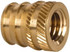 E-Z LOK DV-316-TH 3/8-16, 0.488" Small to 0.54" Large End Hole Diam, Brass Double Vane Tapered Hole Threaded Insert