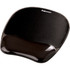 Stay comfortable while working at your computer with this Fellowes Gel Crystals Mouse Pad with Wrist Rest. Designed with a stain-resistant covering, this mouse pad is easy to keep clean.  Ergonomically designed to provide wrist support and comfort.  Thick gel cushion conforms to the contours of your wrist to alleviate pressure.  Optical-mouse friendly. Offers accurate tracking.  Non-skid rubber backing keeps the pad firmly in place.  Stain-resistant polyurethane covering wipes clean with a damp cloth.  Sleek black design.