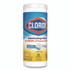 CLOROX SALES CO. 01594EA Disinfecting Wipes, Bleach Free Cleaning Wipes, 1-Ply, 7 x 8, Crisp Lemon, White, 35/Canister