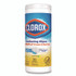 CLOROX SALES CO. 01594EA Disinfecting Wipes, Bleach Free Cleaning Wipes, 1-Ply, 7 x 8, Crisp Lemon, White, 35/Canister