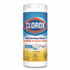CLOROX SALES CO. 01594EA Disinfecting Wipes, Bleach Free Cleaning Wipes, 1-Ply, 7 x 8, Crisp Lemon, White, 35/Canister